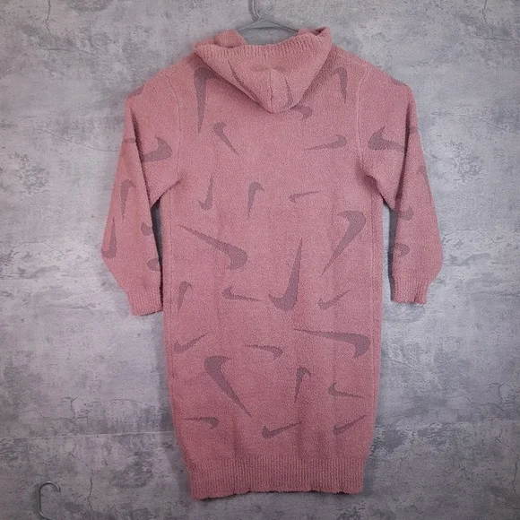 NIKE Sportswear Phoenix Cozy Boucle Long Knit Cardigan Womens LARGE Muave - Picture 3 of 5